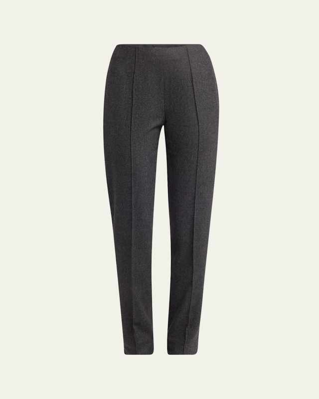 Cashmere Flannel Slim-Leg Ankle Trousers